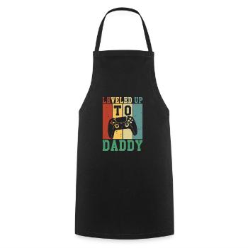 Leveled Up To Daddy - Cooking Apron - black - Front - AI Model Male 185 dark (185cm)