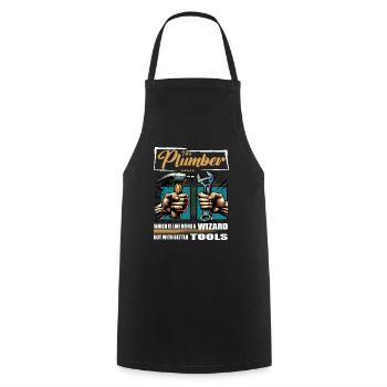 Plumber Profession Saying Worker - Cooking Apron - black - Front - AI Model Male 185 dark (185cm)