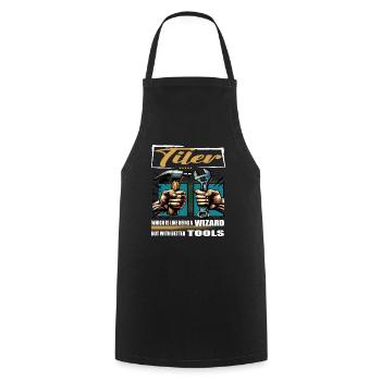 Tiler Profession Saying Worker - Cooking Apron - black - Front - AI Model Male 185 dark (185cm)
