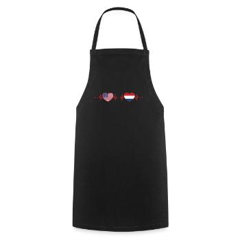 États-Unis Pays-Bas Heartbeat Américain Néerlandais - Tablier de cuisine - noir - Devant - AI Model Male 185 dark (185cm)