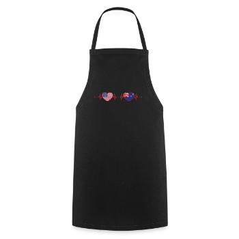 États-Unis Nouvelle-Zélande Heartbeat Américain Néo-Zélandais - Tablier de cuisine - noir - Devant - AI Model Male 185 dark (185cm)