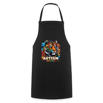 Autism Awareness puzzles piece - Cooking Apron - black - Front - AI Model Male 185 dark (185cm)