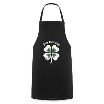 Fortunato Emblem Distressed Four-Leaf - Cooking Apron - black - Front - AI Model Male 185 dark (185cm)