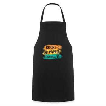 Mignon Kawaii Chat Patte Pierre Papier Ciseaux - Tablier de cuisine - noir - Devant - AI Model Male 185 dark (185cm)