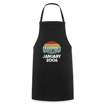 18th Birthday January Vintage 2006 Gift Idea - Cooking Apron - black - Front - AI Model Male 185 dark (185cm)