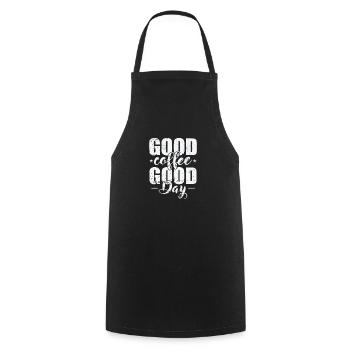good coffee good day caffeine - Cooking Apron - black - Front - AI Model Male 185 dark (185cm)