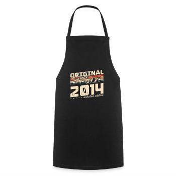 Cadeau d'anniversaire vintage original né en 2014 - Tablier de cuisine - noir - Devant - AI Model Male 185 dark (185cm)