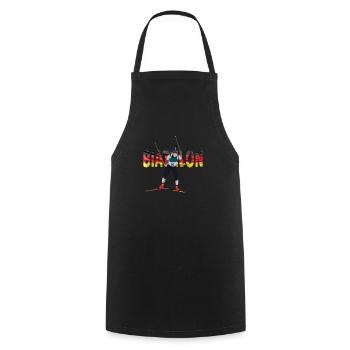 Biathlon de sports d’hiver avec drapeau allemand - Tablier de cuisine - noir - Devant - AI Model Male 185 dark (185cm)