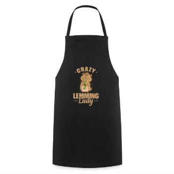 Crazy Lemming Lady Nagetier - Kochschürze - Schwarz - Vorne - AI Model Male 185 dark (185cm)
