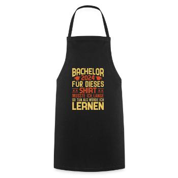 Bachelor 2024 BachelortitelbGeschenk - Kochschürze - Schwarz - Vorne - AI Model Male 185 dark (185cm)