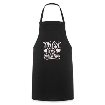 My cat is my Valentine - Cooking Apron - black - Front - AI Model Male 185 dark (185cm)
