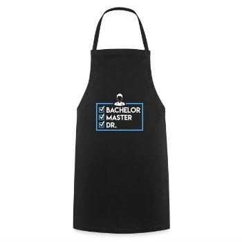 Bachelor Master Dr. Doctorate completed - Cooking Apron - black - Front - AI Model Male 185 dark (185cm)