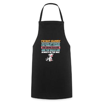 I'm Not Clumsy The Floor Hates Me Foolish Cow - Cooking Apron - black - Front - AI Model Male 185 dark (185cm)