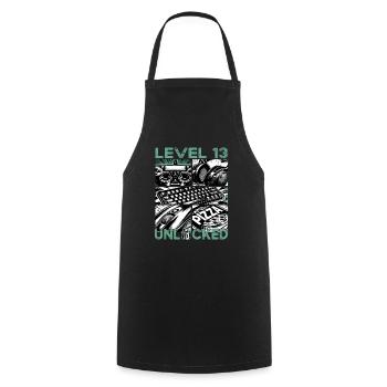 Birthday Level 13 Unlocked Gaming & Gaming - Cooking Apron - black - Front - AI Model Male 185 dark (185cm)