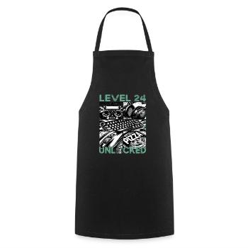 Birthday Level 24 Unlocked Gaming & Gaming - Cooking Apron - black - Front - AI Model Male 185 dark (185cm)