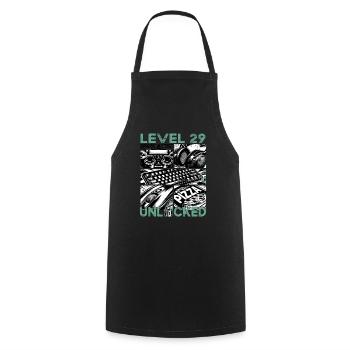 Birthday Level 29 Unlocked Gaming & Gamblers - Cooking Apron - black - Front - AI Model Male 185 dark (185cm)