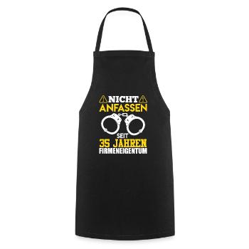 35 years of company ownership DO NOT TOUCH Colleague - Cooking Apron - black - Front - AI Model Male 185 dark (185cm)