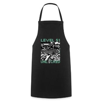 Birthday Level 51 Unlocked Gaming & Gamer - Cooking Apron - black - Front - AI Model Male 185 dark (185cm)