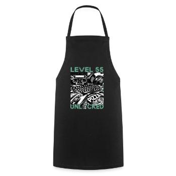 Birthday Level 55 Unlocked Gaming & Gamer - Cooking Apron - black - Front - AI Model Male 185 dark (185cm)