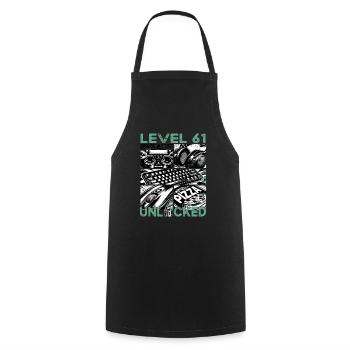 Birthday Level 61 Unlocked Gaming & Gamer - Cooking Apron - black - Front - AI Model Male 185 dark (185cm)
