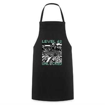 Birthday Level 62 Unlocked Gaming & Gamer - Cooking Apron - black - Front - AI Model Male 185 dark (185cm)