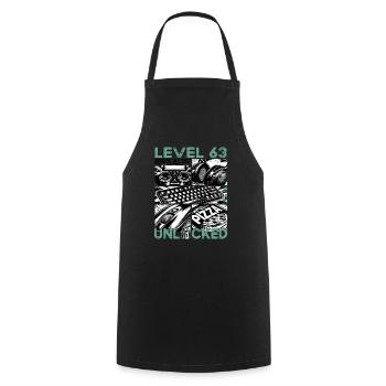 Birthday Level 63 Unlocked Gaming & Gamblers - Cooking Apron - black - Front - AI Model Male 185 dark (185cm)