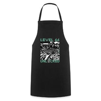 Birthday Level 66 Unlocked Gaming & Gamer - Cooking Apron - black - Front - AI Model Male 185 dark (185cm)