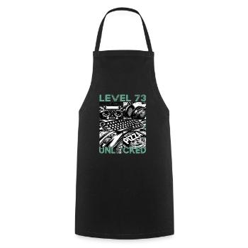 Birthday Level 73 Unlocked Gaming & Gamblers - Cooking Apron - black - Front - AI Model Male 185 dark (185cm)