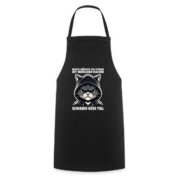Shoving would be great sarcastic cat lover - Cooking Apron - black - Front - AI Model Male 185 dark (185cm)