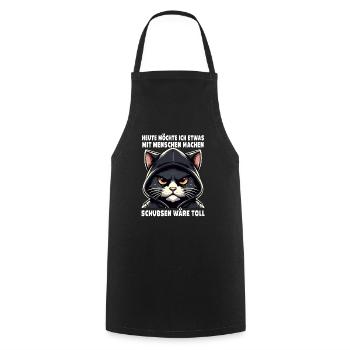 Shoving would be great sarcastic cat lover - Cooking Apron - black - Front - AI Model Male 185 dark (185cm)