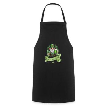 St. Patrick's Day Leprechaun I Green Beer I - Cooking Apron - black - Front - AI Model Male 185 dark (185cm)