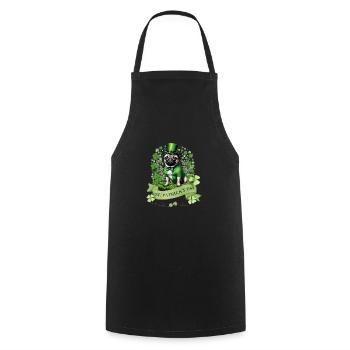 St. Patrick's Day Pug I Shamrock St Paddys Day Pug - Kochschürze - Schwarz - Vorne - AI Model Male 185 dark (185cm)