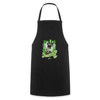 St. Patrick's Day Pug I Shamrock St Paddys Day Pug - Kochschürze - Schwarz - Vorne - AI Model Male 185 dark (185cm)