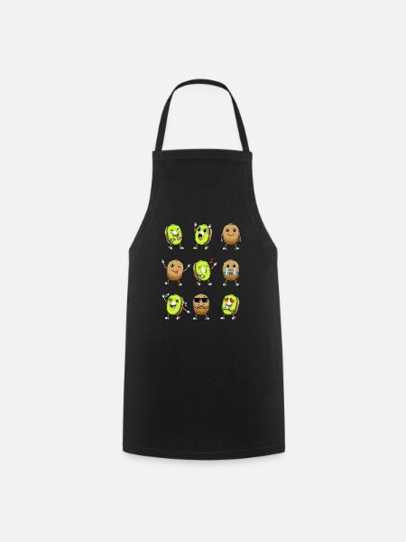 Kiwi fruit Kawaii émoticône - Tablier de cuisine - noir
