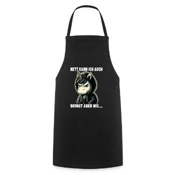 Je peux aussi être un amoureux sarcastique des licornes - Tablier de cuisine - noir - Devant - AI Model Male 185 dark (185cm)
