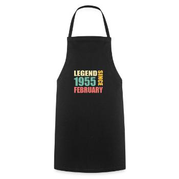 69th Birthday FEBRUARY Vintage 1955 Gift Idea - Cooking Apron - black - Front - AI Model Male 185 dark (185cm)