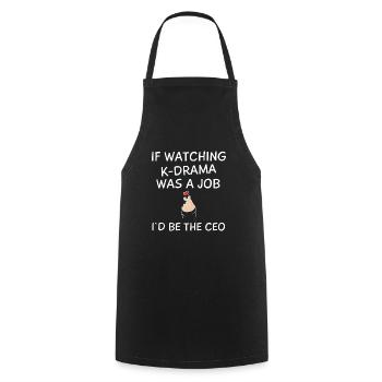 K-Drama Lover Drôle KDrama Maman - Tablier de cuisine - noir - Devant - AI Model Male 185 dark (185cm)