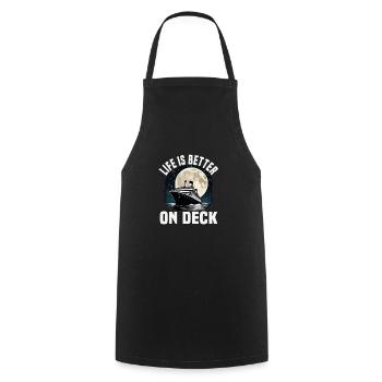 Life Is Better On Deck Cruise Ship Vacation Group - Cooking Apron - black - Front - AI Model Male 185 dark (185cm)