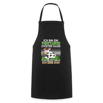 VEGETARIER ZWEITER HAND KUH FRISST GRAS ICH FRESSE - Kochschürze - Schwarz - Vorne - AI Model Male 185 dark (185cm)