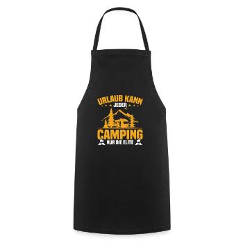 Tout le monde peut partir en vacances en camping, seule l'élite - Tablier de cuisine - noir - Devant - AI Model Male 185 dark (185cm)