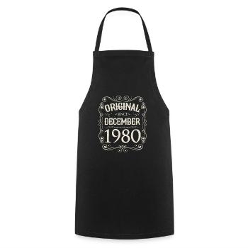 Vintage - Original since Dezember 1980 Geburtstag - Kochschürze - Schwarz - Vorne - AI Model Male 185 dark (185cm)