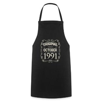 Vintage - Original depuis octobre 1991 Anniversaire - Tablier de cuisine - noir - Devant - AI Model Male 185 dark (185cm)