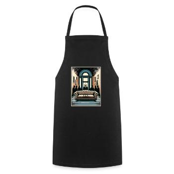 Psychological Horror psychiatric suspense - Cooking Apron - black - Front - AI Model Male 185 dark (185cm)