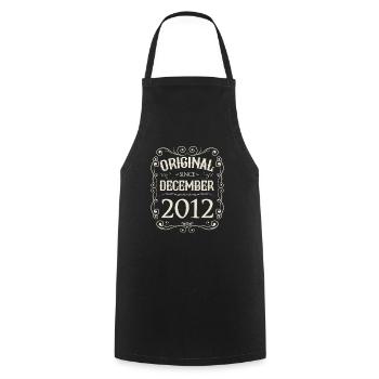 Vintage - Original since December 2012 Birthday - Cooking Apron - black - Front - AI Model Male 185 dark (185cm)