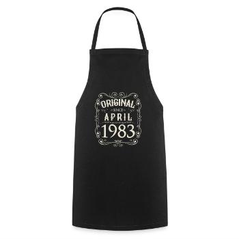 Vintage - Original depuis avril 1983 Anniversaire - Tablier de cuisine - noir - Devant - AI Model Male 185 dark (185cm)