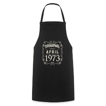 Vintage - Original since April 1973 Birthday - Cooking Apron - black - Front - AI Model Male 185 dark (185cm)