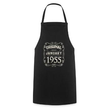 Vintage - Original depuis l'anniversaire de janvier 1955 - Tablier de cuisine - noir - Devant - AI Model Male 185 dark (185cm)
