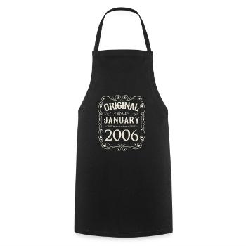 Vintage - Original since January 2006 Birthday - Cooking Apron - black - Front - AI Model Male 185 dark (185cm)