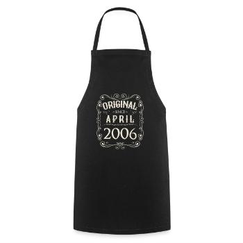 Vintage - Original since April 2006 Birthday - Cooking Apron - black - Front - AI Model Male 185 dark (185cm)