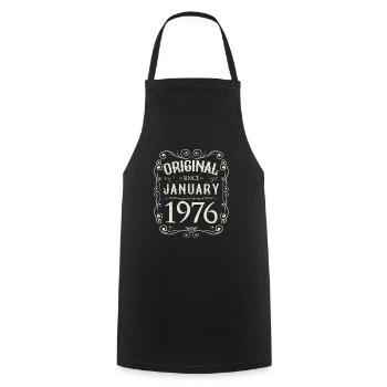 Millésime - Original depuis janvier 1976 Anniversaire - Tablier de cuisine - noir - Devant - AI Model Male 185 dark (185cm)